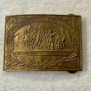 Vintage Tiffany Studio Columbian Souvenir 1892 Landing of Columbus Belt Buckle